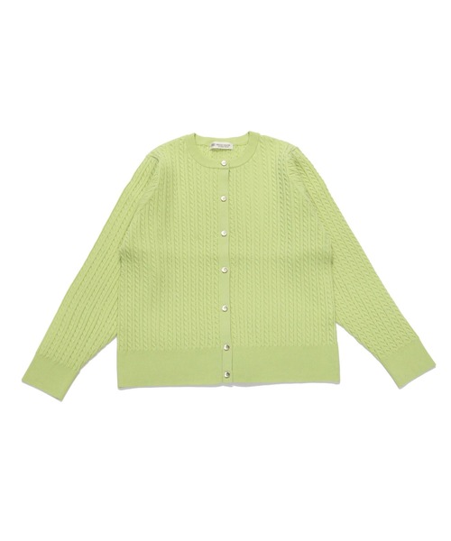 TOKYO SHIRTS（トウキョウシャツ）の「総ケーブルクルーニットカーディガン（カーディガン/ボレロ・レディース・アイボリー/ネイビー/ライム・L/M）」の2枚目の写真