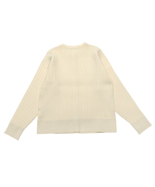 TOKYO SHIRTS（トウキョウシャツ）の「総ケーブルクルーニットカーディガン（カーディガン/ボレロ・レディース・アイボリー/ネイビー/ライム・L/M）」の4枚目の写真