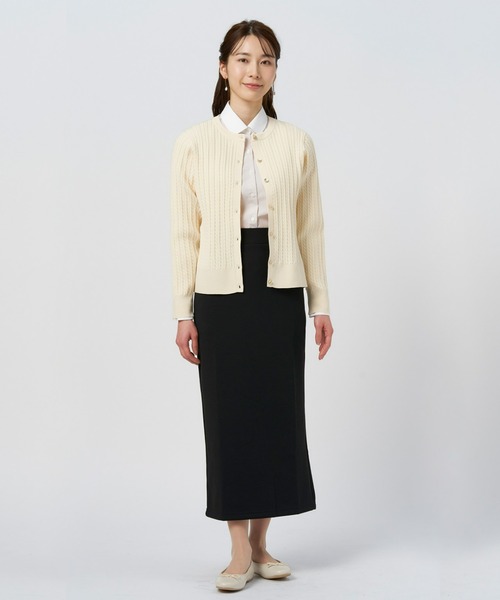 TOKYO SHIRTS（トウキョウシャツ）の「総ケーブルクルーニットカーディガン（カーディガン/ボレロ・レディース・アイボリー/ネイビー/ライム・L/M）」の13枚目の写真
