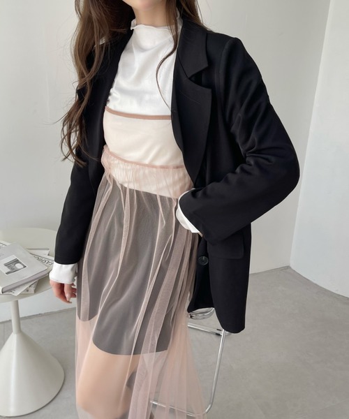 Ada.(エイダ)の「チュール マルチWAY キャミワンピース(ワンピース・レディース・グレー/ブラック/アイボリー/グレイッシュベージュ/ピンク/ブルー/ライム・FREE)」の11枚目の写真