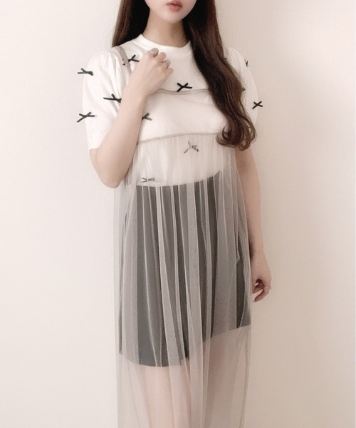 Ada.(エイダ)の「チュール マルチWAY キャミワンピース(ワンピース・レディース・グレー/ブラック/アイボリー/グレイッシュベージュ/ピンク/ブルー/ライム・FREE)」の20枚目の写真