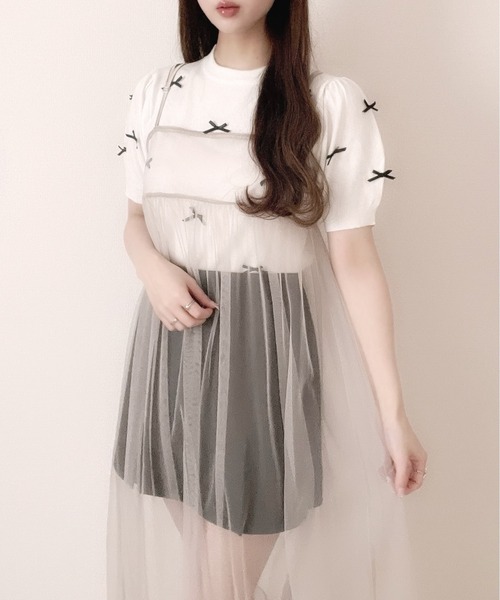 Ada.(エイダ)の「チュール マルチWAY キャミワンピース(ワンピース・レディース・グレー/ブラック/アイボリー/グレイッシュベージュ/ピンク/ブルー/ライム・FREE)」の21枚目の写真