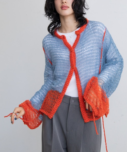 VACANCY(ヴァカンシー)の「透かし編みネップウェーブカーディガン(カーディガン/ボレロ・レディース・ブラック/グリーン/ブルー・FREE)」の13枚目の写真