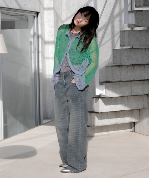 VACANCY(ヴァカンシー)の「透かし編みネップウェーブカーディガン(カーディガン/ボレロ・レディース・ブラック/グリーン/ブルー・FREE)」の12枚目の写真