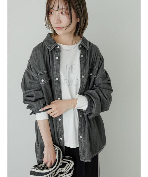 Samansa Mos2 blue(サマンサモスモスブルー)の「《雑誌掲載》【ECO DENIM】シャツ(シャツ/ブラウス・レディース・チャコールグレー/ブルー/ネイビー・F)」の2枚目の写真