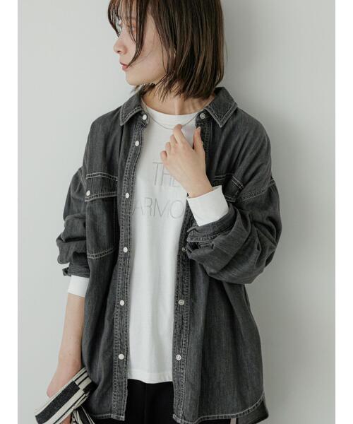 Samansa Mos2 blue(サマンサモスモスブルー)の「《雑誌掲載》【ECO DENIM】シャツ(シャツ/ブラウス・レディース・チャコールグレー/ブルー/ネイビー・F)」の5枚目の写真