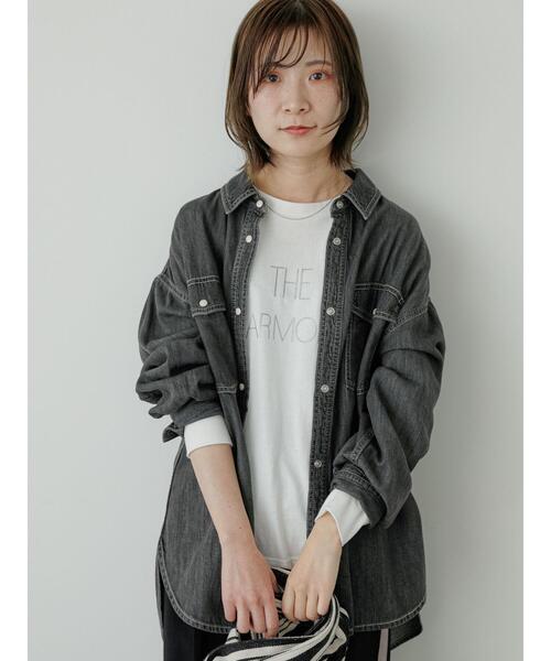 Samansa Mos2 blue(サマンサモスモスブルー)の「《雑誌掲載》【ECO DENIM】シャツ(シャツ/ブラウス・レディース・チャコールグレー/ブルー/ネイビー・F)」の6枚目の写真