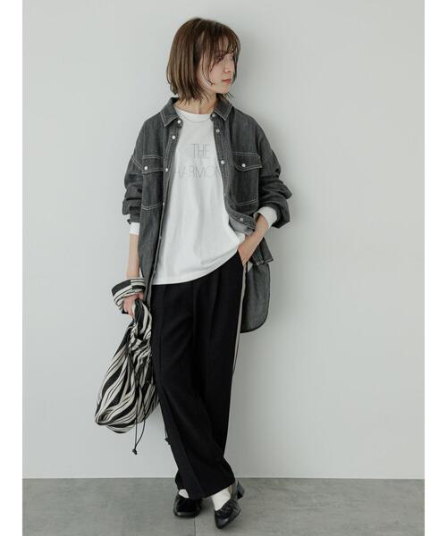 Samansa Mos2 blue(サマンサモスモスブルー)の「《雑誌掲載》【ECO DENIM】シャツ(シャツ/ブラウス・レディース・チャコールグレー/ブルー/ネイビー・F)」の7枚目の写真