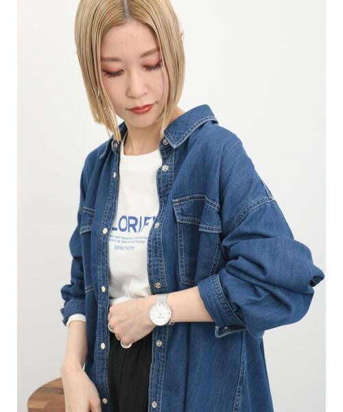 Samansa Mos2 blue(サマンサモスモスブルー)の「《雑誌掲載》【ECO DENIM】シャツ(シャツ/ブラウス・レディース・チャコールグレー/ブルー/ネイビー・F)」の10枚目の写真