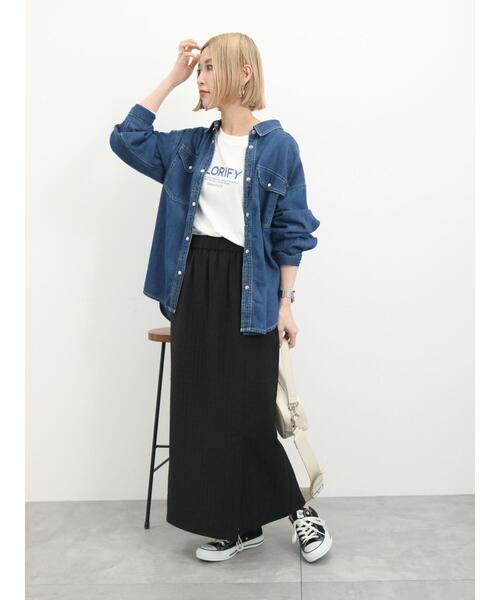 Samansa Mos2 blue(サマンサモスモスブルー)の「《雑誌掲載》【ECO DENIM】シャツ(シャツ/ブラウス・レディース・チャコールグレー/ブルー/ネイビー・F)」の11枚目の写真