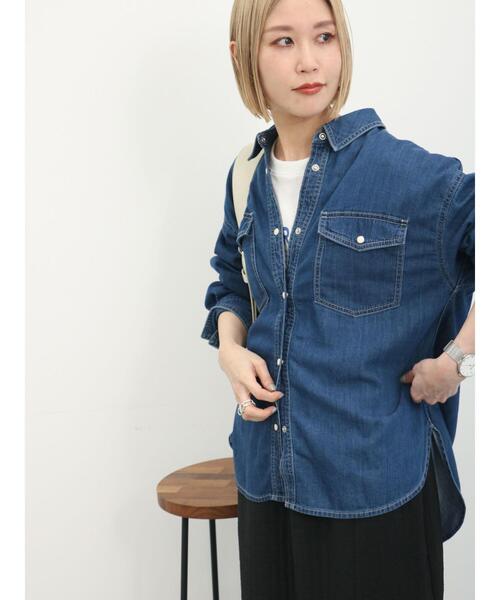 Samansa Mos2 blue(サマンサモスモスブルー)の「《雑誌掲載》【ECO DENIM】シャツ(シャツ/ブラウス・レディース・チャコールグレー/ブルー/ネイビー・F)」の12枚目の写真