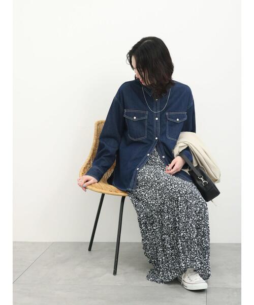 Samansa Mos2 blue(サマンサモスモスブルー)の「《雑誌掲載》【ECO DENIM】シャツ(シャツ/ブラウス・レディース・チャコールグレー/ブルー/ネイビー・F)」の18枚目の写真
