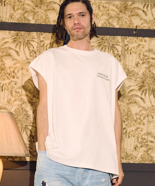 ADAM PATEK(アダムパテック)の「mta522- logo embroidery sleeveless ノースリーブTシャツ(Tシャツ/カットソー・メンズ・ホワイト/ブラック・1/2)」の5枚目の写真