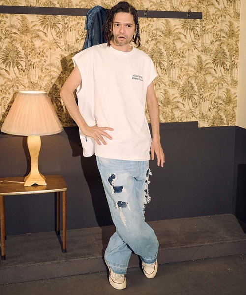 ADAM PATEK(アダムパテック)の「mta522- logo embroidery sleeveless ノースリーブTシャツ(Tシャツ/カットソー・メンズ・ホワイト/ブラック・1/2)」の7枚目の写真