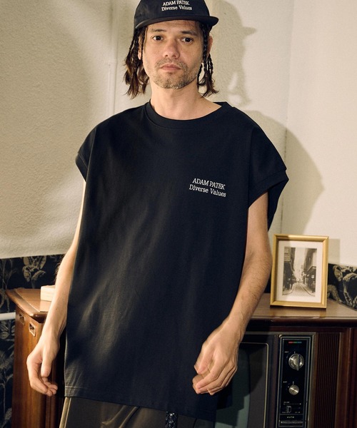 ADAM PATEK(アダムパテック)の「mta522- logo embroidery sleeveless ノースリーブTシャツ(Tシャツ/カットソー・メンズ・ホワイト/ブラック・1/2)」の10枚目の写真