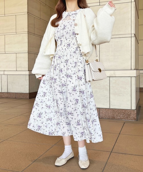 一点物Cornetコルネット ボアコート ワンピース フレア リボン レース 一点物Cornetコルネット ボアコート ワンピース フレア リボン レース