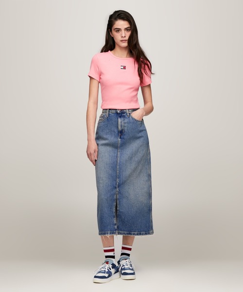 TOMMY HILFIGER(トミーヒルフィガー)の「クレアハイライズミディデニムスカート(デニムスカート・レディース・インディゴブルー・26inch)」の2枚目の写真