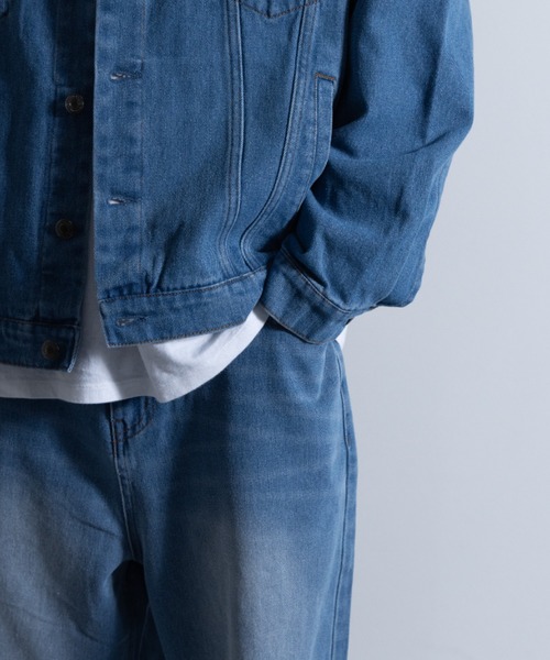 NYLAUS（ナイラス）の「ダメージ加工 ワイドデニムパンツ（デニムパンツ・メンズ・ブルー/ブラック・LL/L/M）」の18枚目の写真