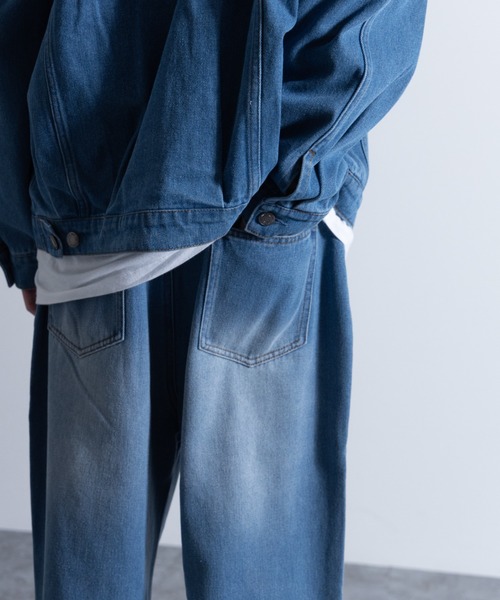 NYLAUS（ナイラス）の「ダメージ加工 ワイドデニムパンツ（デニムパンツ・メンズ・ブルー/ブラック・LL/L/M）」の22枚目の写真