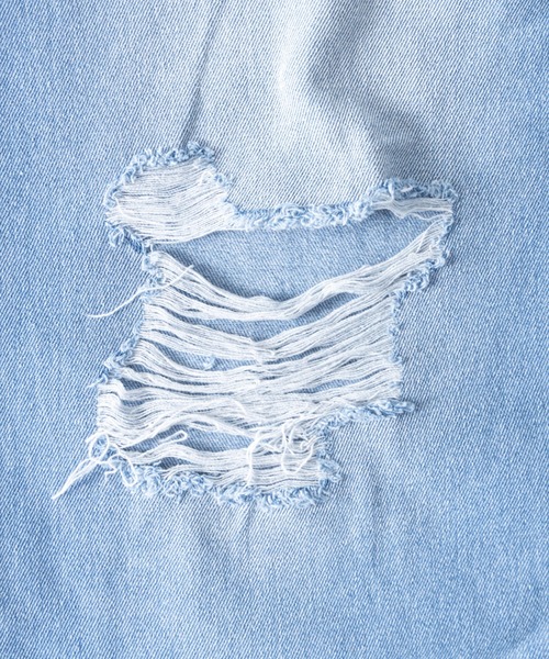 NYLAUS（ナイラス）の「ダメージ加工 ワイドデニムパンツ（デニムパンツ・メンズ・ブルー/ブラック・LL/L/M）」の3枚目の写真