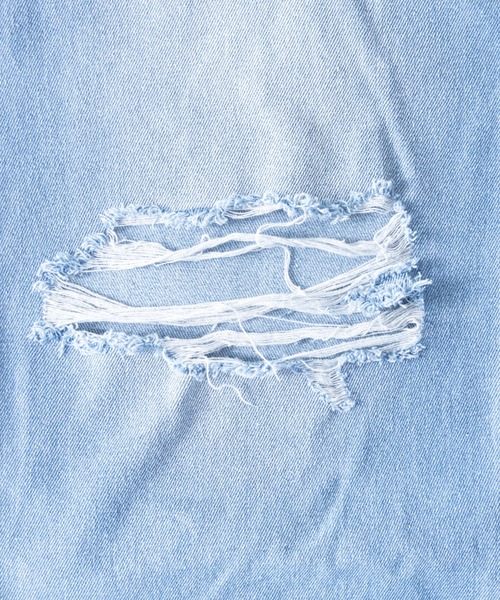 NYLAUS（ナイラス）の「ダメージ加工 ワイドデニムパンツ（デニムパンツ・メンズ・ブルー/ブラック・LL/L/M）」の4枚目の写真