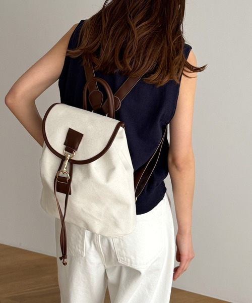 CANAL JEAN（キャナルジーン）の「El mar　キャンバスミニリュック（バックパック/リュック・レディース・ブラック/ベージュ/キナリ・ONE SIZE）」の2枚目の写真