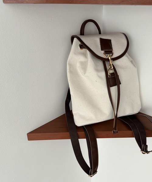 CANAL JEAN（キャナルジーン）の「El mar　キャンバスミニリュック（バックパック/リュック・レディース・ブラック/ベージュ/キナリ・ONE SIZE）」の18枚目の写真