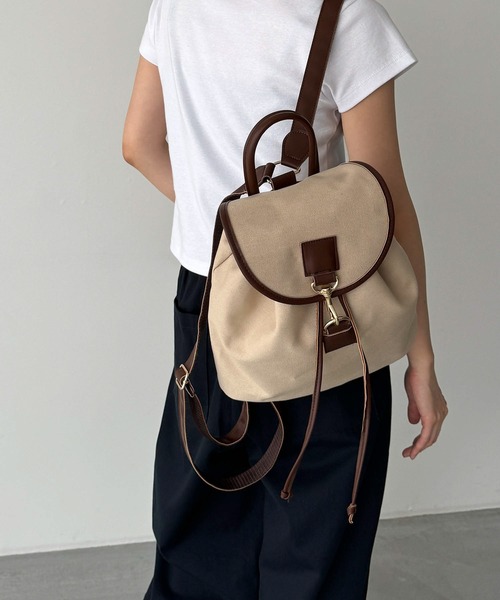 CANAL JEAN（キャナルジーン）の「El mar　キャンバスミニリュック（バックパック/リュック・レディース・ブラック/ベージュ/キナリ・ONE SIZE）」の14枚目の写真