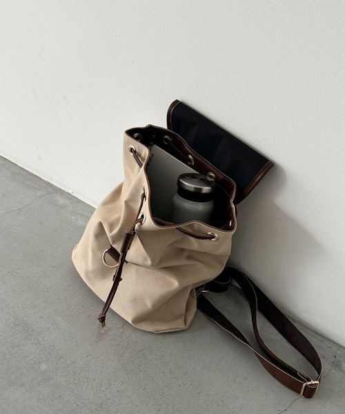 CANAL JEAN（キャナルジーン）の「El mar　キャンバスミニリュック（バックパック/リュック・レディース・ブラック/ベージュ/キナリ・ONE SIZE）」の16枚目の写真