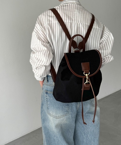 CANAL JEAN（キャナルジーン）の「El mar　キャンバスミニリュック（バックパック/リュック・レディース・ブラック/ベージュ/キナリ・ONE SIZE）」の12枚目の写真