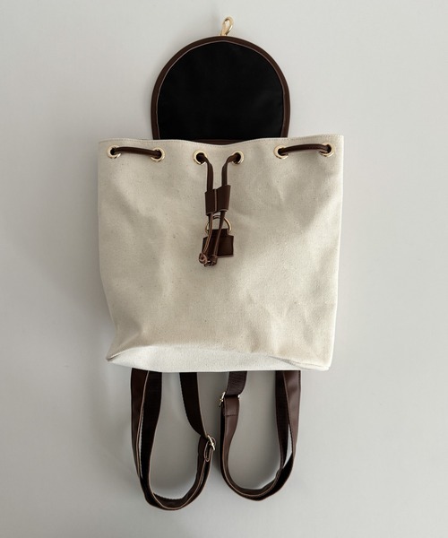 CANAL JEAN（キャナルジーン）の「El mar　キャンバスミニリュック（バックパック/リュック・レディース・ブラック/ベージュ/キナリ・ONE SIZE）」の6枚目の写真