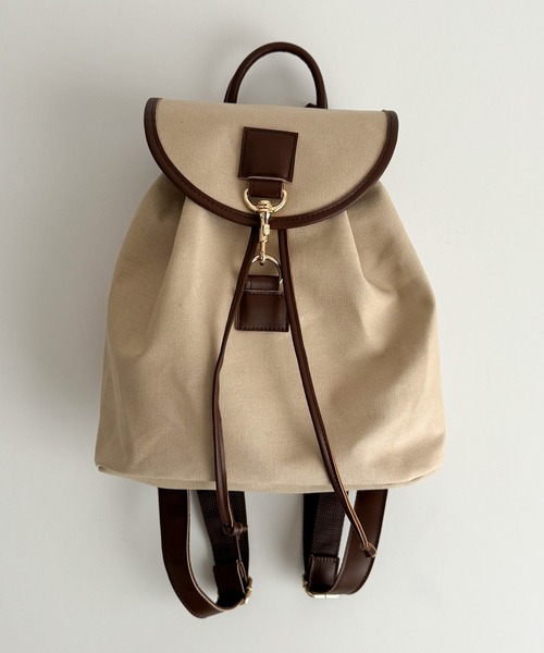 CANAL JEAN（キャナルジーン）の「El mar　キャンバスミニリュック（バックパック/リュック・レディース・ブラック/ベージュ/キナリ・ONE SIZE）」の4枚目の写真