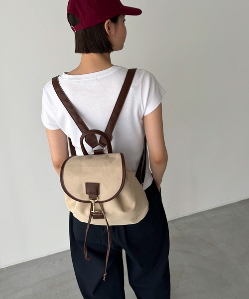 CANAL JEAN（キャナルジーン）の「El mar　キャンバスミニリュック（バックパック/リュック・レディース・ブラック/ベージュ/キナリ・ONE SIZE）」の22枚目の写真