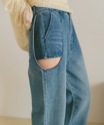 VANNIE U | サイドカットアウトデニム/レイヤードパンツ(デニムパンツ)