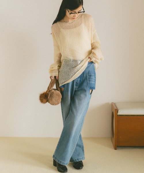 VANNIE U（ヴァニーユー）の「サイドカットアウトデニム/レイヤードパンツ【SMLサイズ展開】（デニムパンツ・レディース・ブルー/ライトブルー/ブラック・S/M/L）」の13枚目の写真