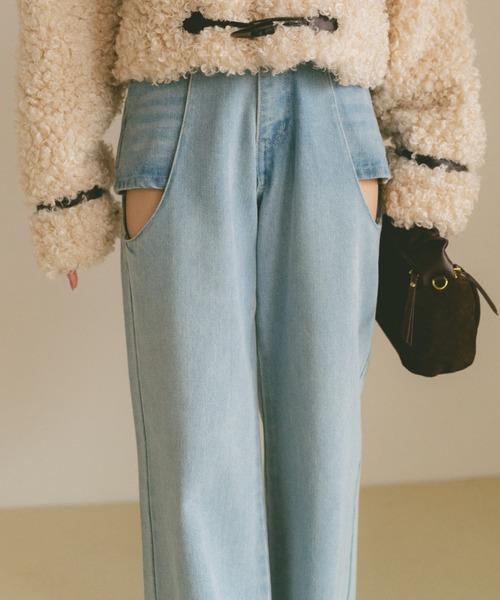 VANNIE U(ヴァニーユー)の「サイドカットアウトデニム/レイヤードパンツ【SMLサイズ展開】(デニムパンツ・レディース・ブルー/ライトブルー/ブラック・S/M/L)」の15枚目の写真