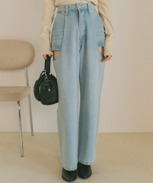 VANNIE U(ヴァニーユー)の「サイドカットアウトデニム/レイヤードパンツ【SMLサイズ展開】(デニムパンツ・レディース・ブルー/ライトブルー/ブラック・S/M/L)」の20枚目の写真