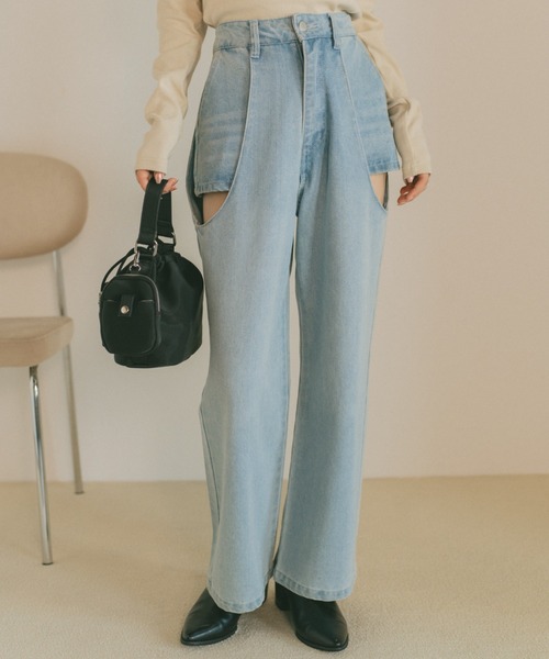 VANNIE U(ヴァニーユー)の「サイドカットアウトデニム/レイヤードパンツ【SMLサイズ展開】(デニムパンツ・レディース・ブルー/ライトブルー/ブラック・S/M/L)」の21枚目の写真