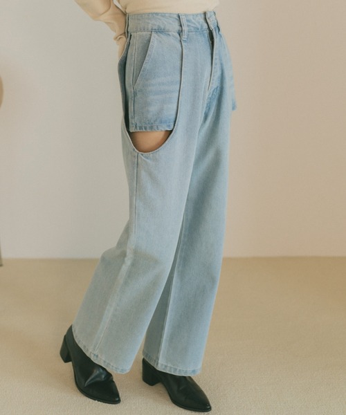 VANNIE U(ヴァニーユー)の「サイドカットアウトデニム/レイヤードパンツ【SMLサイズ展開】(デニムパンツ・レディース・ブルー/ライトブルー/ブラック・S/M/L)」の22枚目の写真