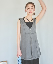 mysty woman | フロントZIPデニムベスト 113485(ベスト)