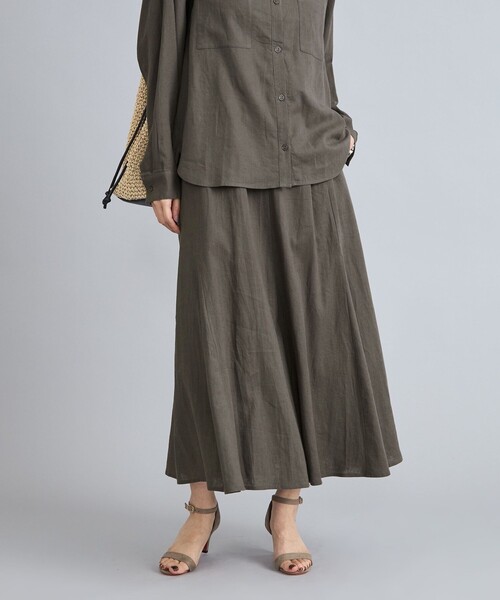 coen（コーエン）の「接触冷感リネンレーヨンフレアスカート（スカート・レディース・ナチュラル/ライム/ダークグレー・M/L）」の2枚目の写真