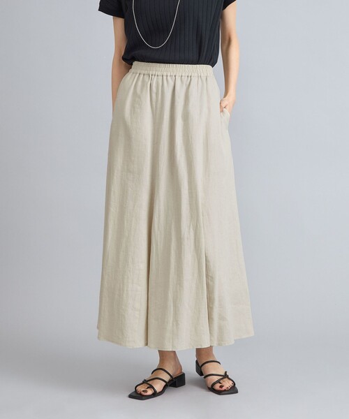 coen（コーエン）の「接触冷感リネンレーヨンフレアスカート（スカート・レディース・ナチュラル/ライム/ダークグレー・M/L）」の5枚目の写真