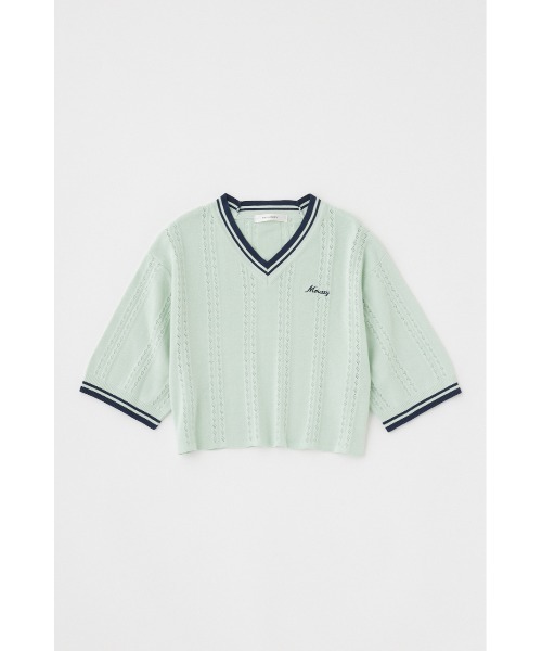 MOUSSY(マウジー)の「MOUSSY CROPPED KNIT Tシャツ(Tシャツ/カットソー・レディース・ライトブラック/オレンジ/アイボリー/ライトブルー・FREE)」の4枚目の写真