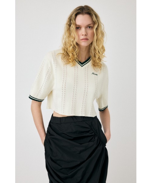 MOUSSY(マウジー)の「MOUSSY CROPPED KNIT Tシャツ(Tシャツ/カットソー・レディース・ライトブラック/オレンジ/アイボリー/ライトブルー・FREE)」の5枚目の写真