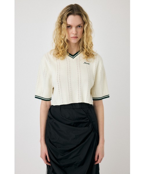 MOUSSY(マウジー)の「MOUSSY CROPPED KNIT Tシャツ(Tシャツ/カットソー・レディース・ライトブラック/オレンジ/アイボリー/ライトブルー・FREE)」の6枚目の写真