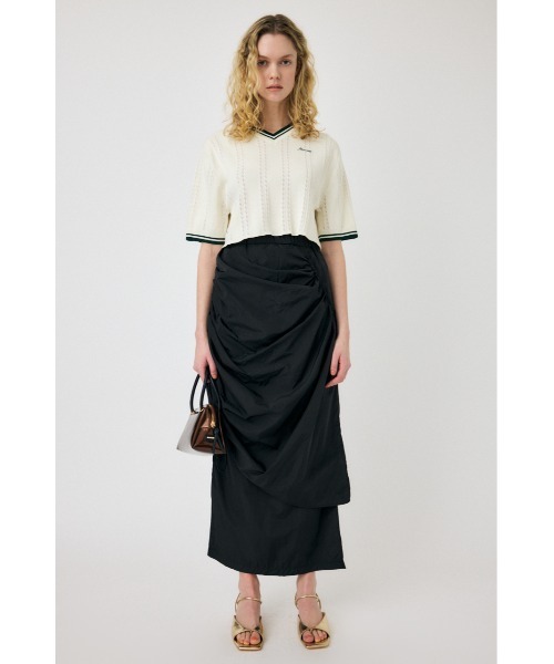 MOUSSY(マウジー)の「MOUSSY CROPPED KNIT Tシャツ(Tシャツ/カットソー・レディース・ライトブラック/オレンジ/アイボリー/ライトブルー・FREE)」の9枚目の写真