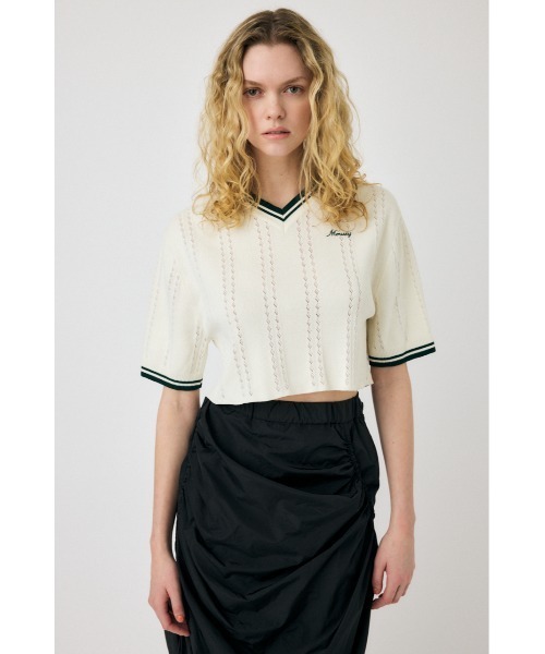 MOUSSY(マウジー)の「MOUSSY CROPPED KNIT Tシャツ(Tシャツ/カットソー・レディース・ライトブラック/オレンジ/アイボリー/ライトブルー・FREE)」の10枚目の写真