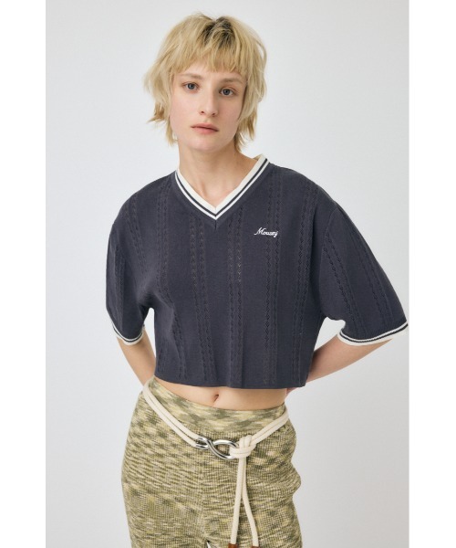 MOUSSY(マウジー)の「MOUSSY CROPPED KNIT Tシャツ(Tシャツ/カットソー・レディース・ライトブラック/オレンジ/アイボリー/ライトブルー・FREE)」の22枚目の写真