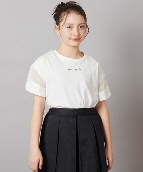 a.v.v（アーヴェヴェ）の「[140-150]袖シアー切り替えトップス（Tシャツ/カットソー・キッズ・ダークインディゴブルー/ライラック/ホワイト/ブラック・140/150）」の10枚目の写真