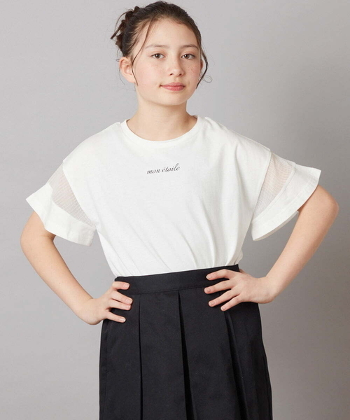 a.v.v（アーヴェヴェ）の「[140-150]袖シアー切り替えトップス（Tシャツ/カットソー・キッズ・ダークインディゴブルー/ライラック/ホワイト/ブラック・140/150）」の11枚目の写真